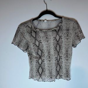 mesh snake print top